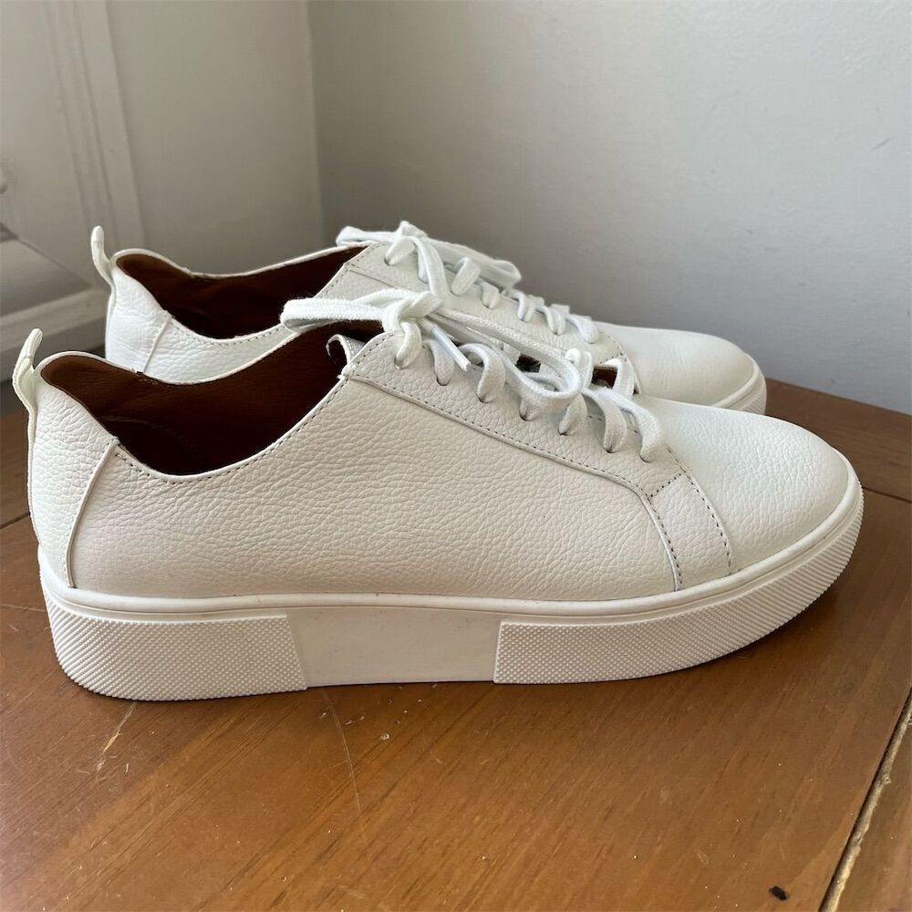 Sole Society Women's White Leather Lace-Up Low-Top Sneakers Size 9M - Picture 5 of 10